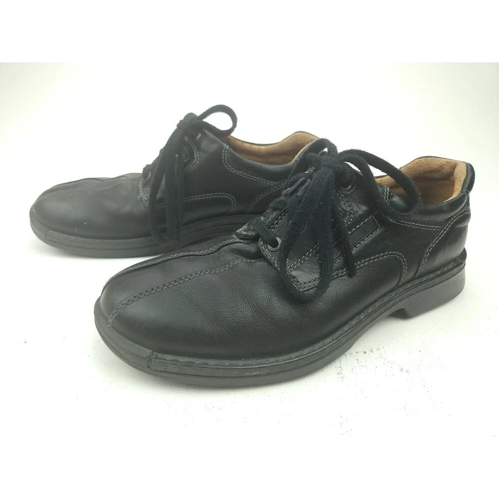 Ecco Mens Fusion Bicycle Toe Tie Leather Oxford Shoes Black 39 US 5-5.5